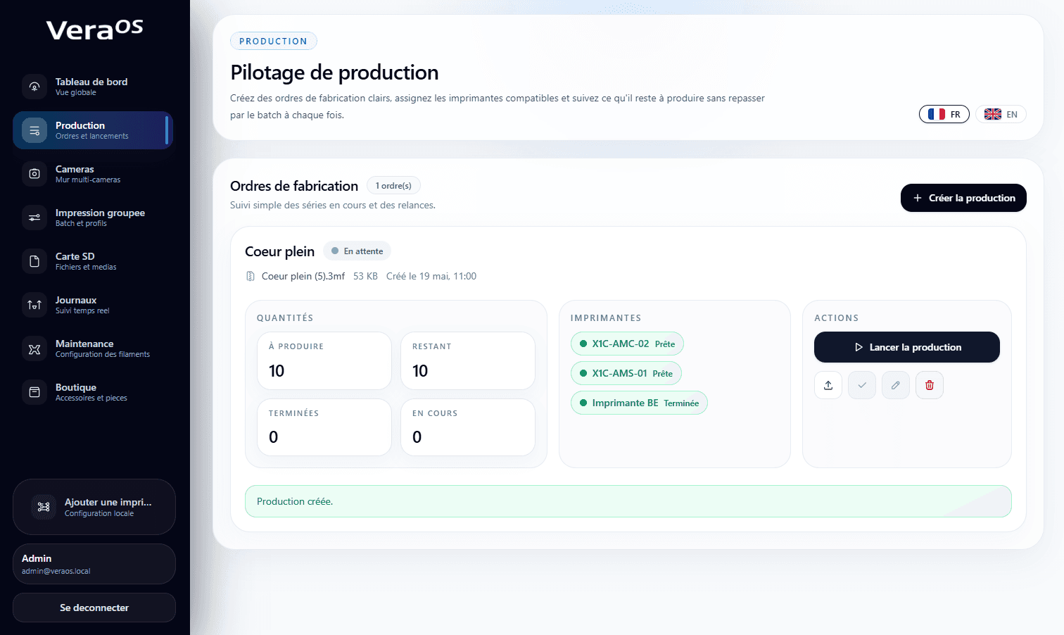 Pilotez votre production
